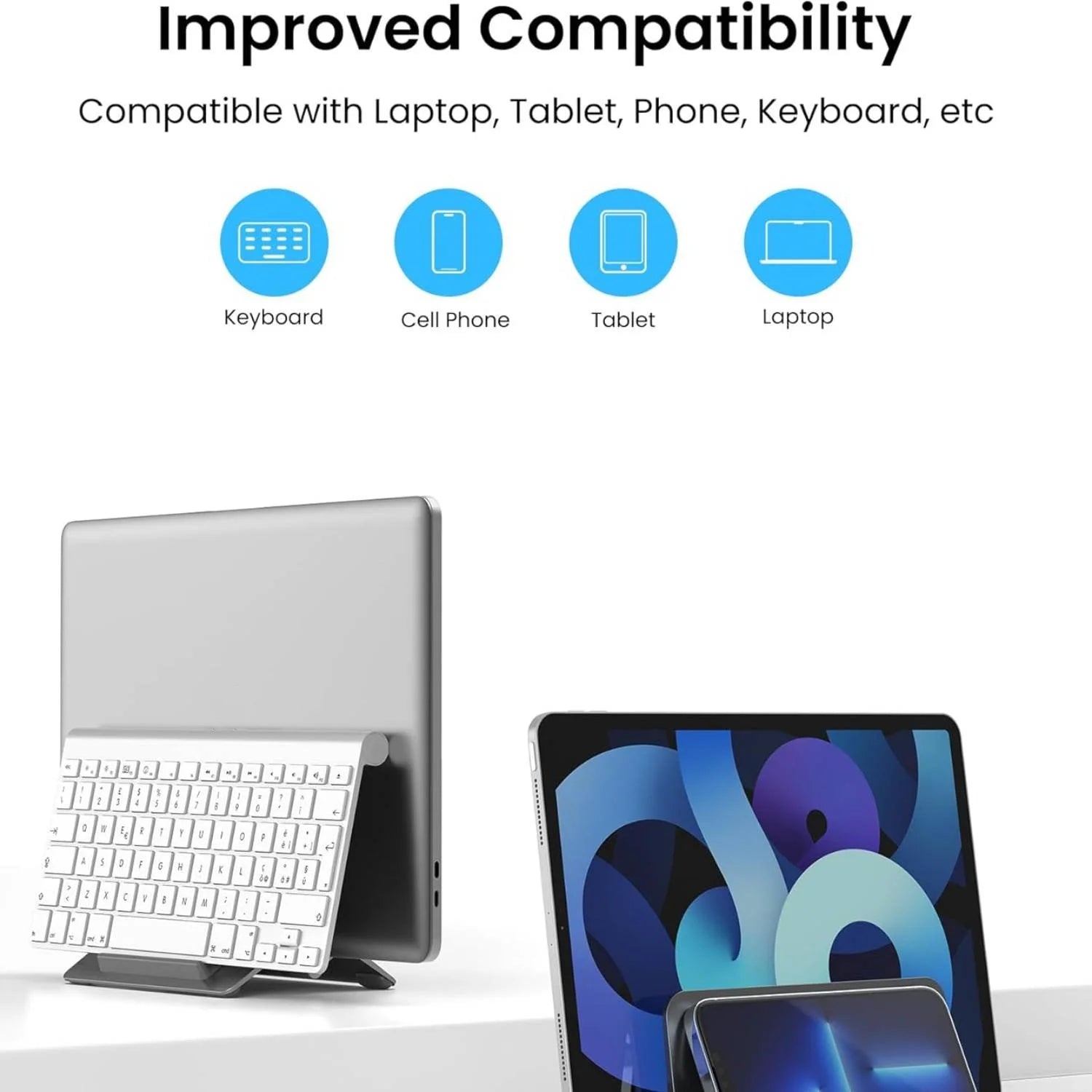 All-in-One Vertical Stand for Laptop, Tablet & Phone