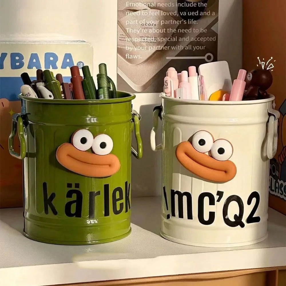 Cartoon Pen Holder – Fun Desk Organizer with Random Letter Stickers
