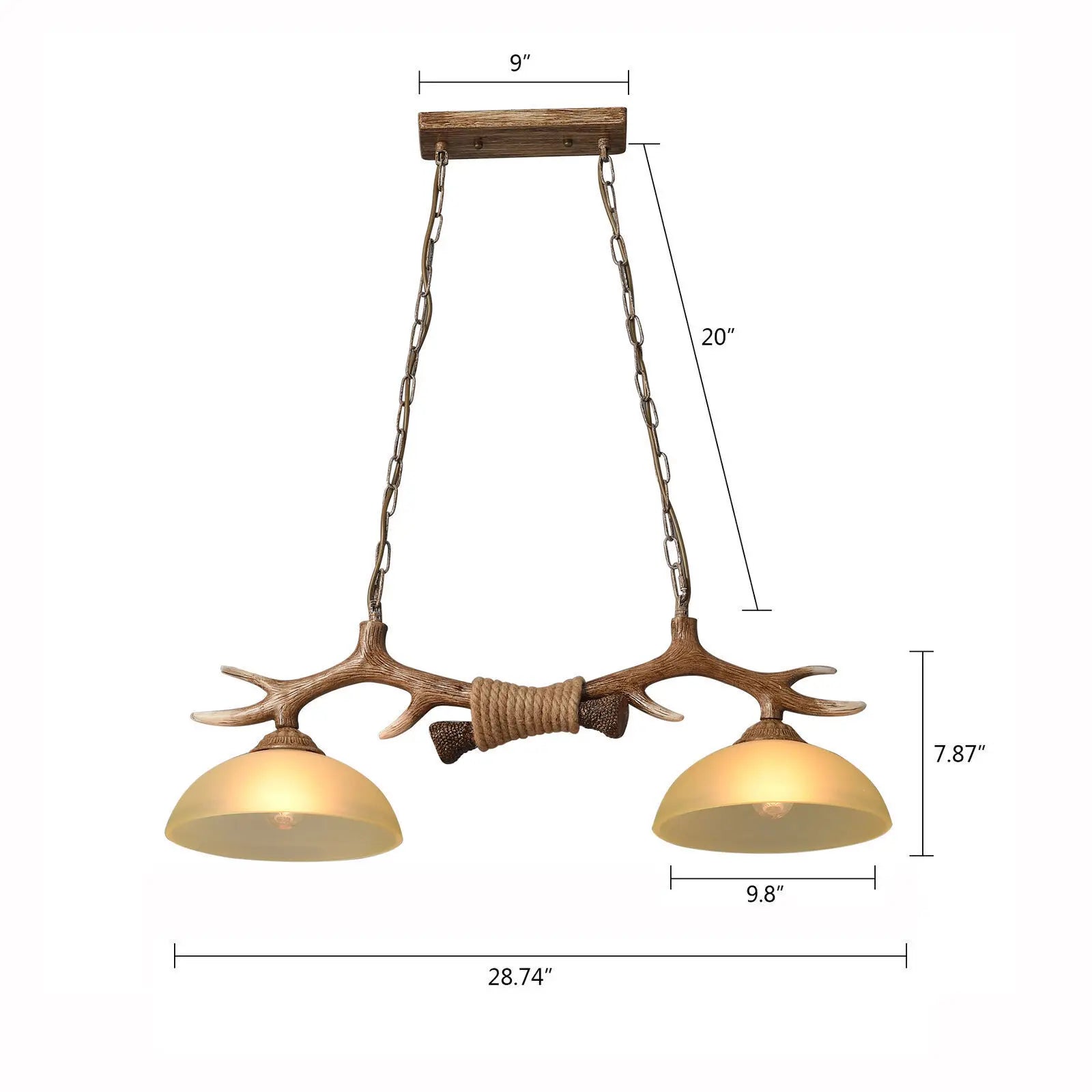 Rustic Deer Antler 2-Light Cabin Chandelier