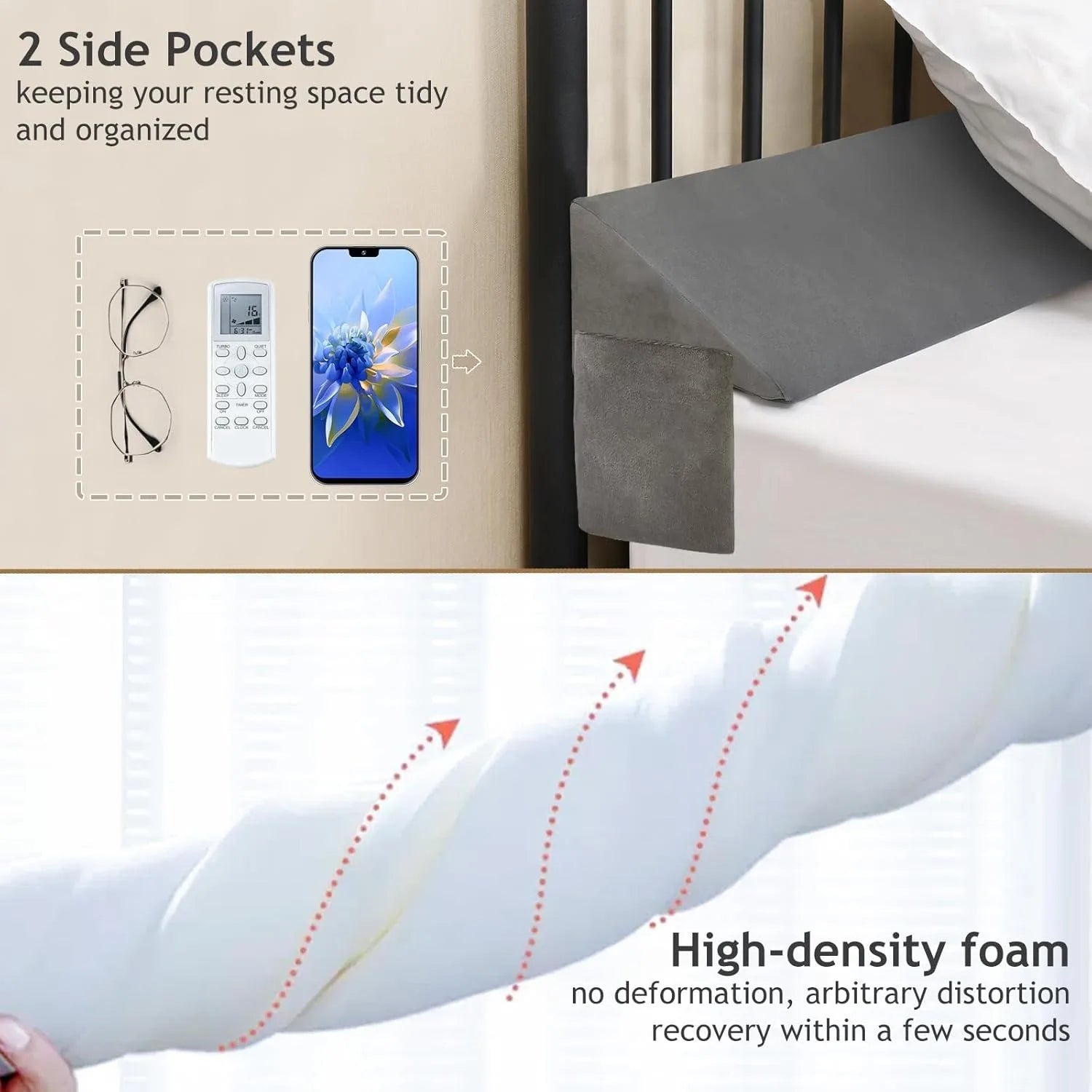 King Bed Wedge Pillow Headboard Gap Filler (0-5")