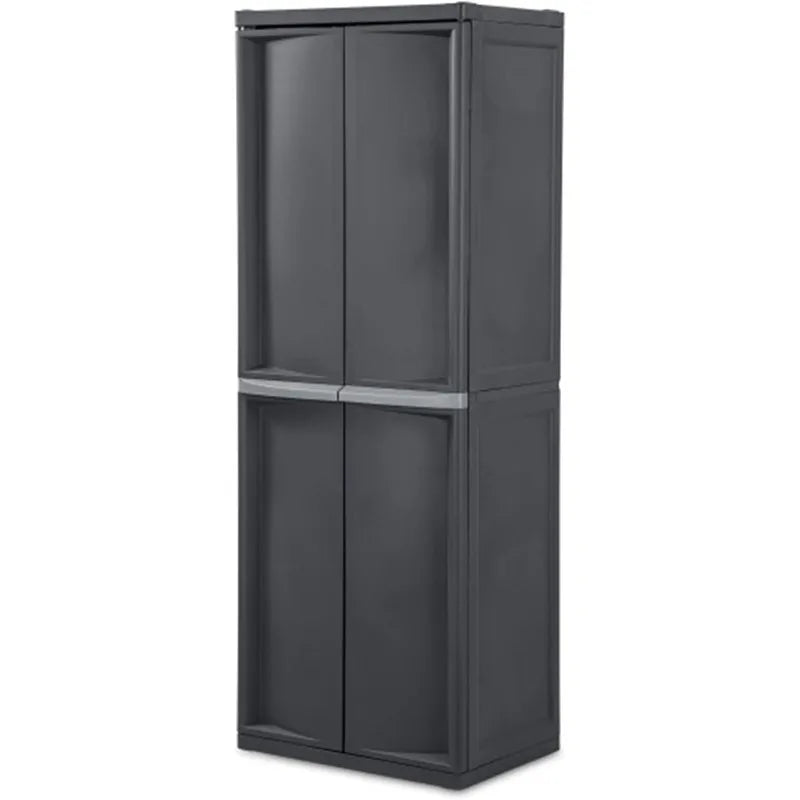 1-Pack Gray Plastic Storage Cabinet with 4 Shelves