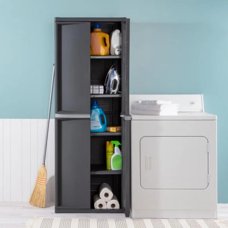 1-Pack Gray Plastic Storage Cabinet with 4 Shelves