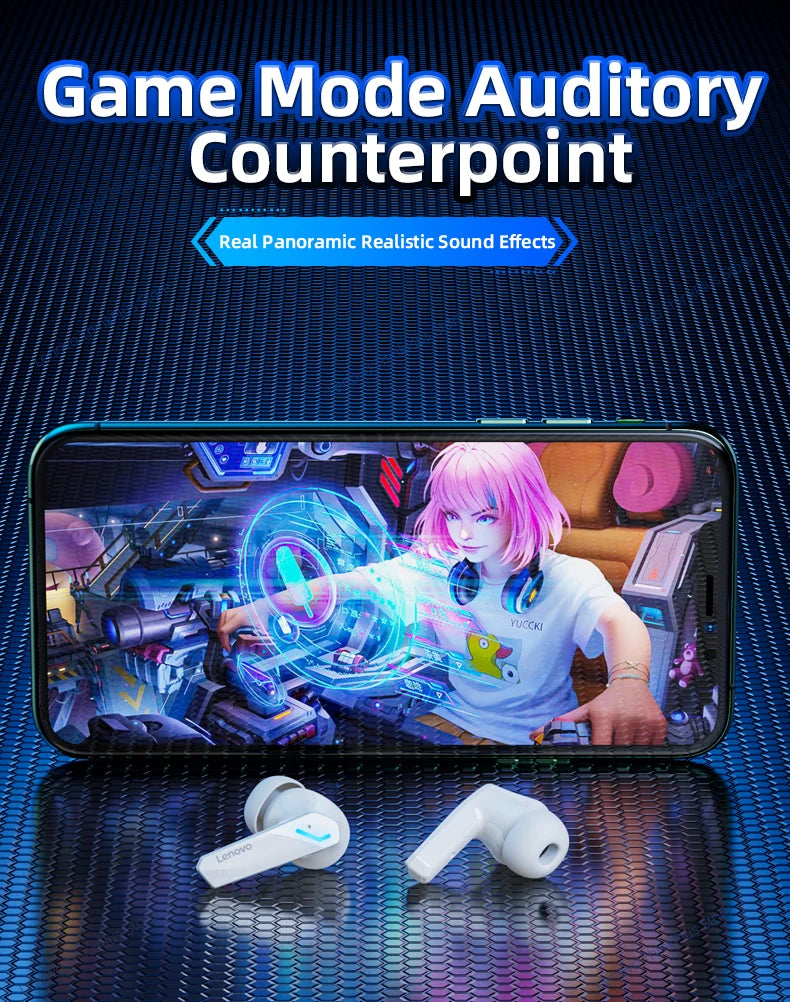 Lenovo GM2 Pro Bluetooth Earbuds – Low Latency Wireless Gaming Headset with Mic