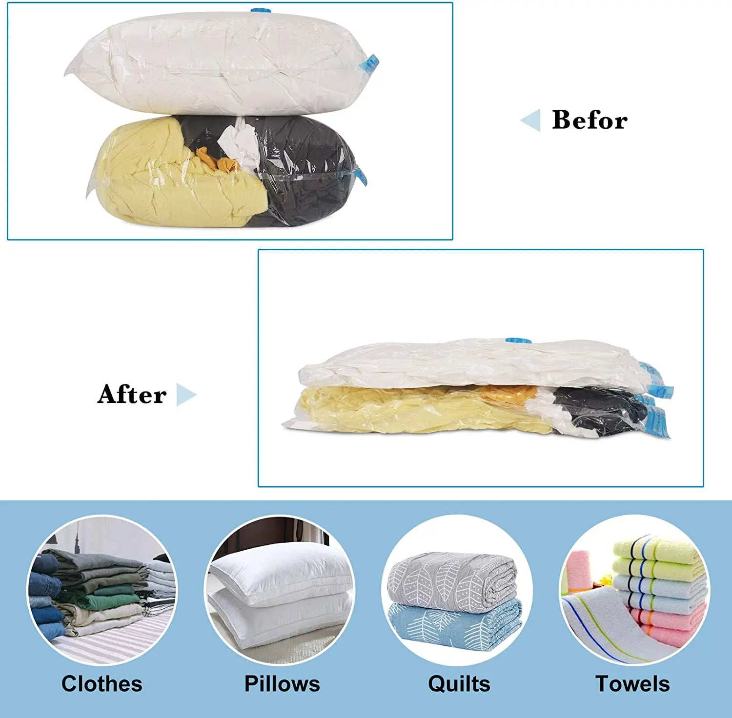 Vacuum Storage Bags for Clothes, Bedding & Blankets