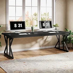 70.86” Industrial Large Executive Desk – Brown