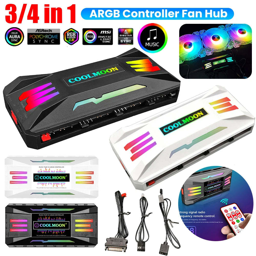 COOLMOON RGB Controller for ARGB & PWM Fans