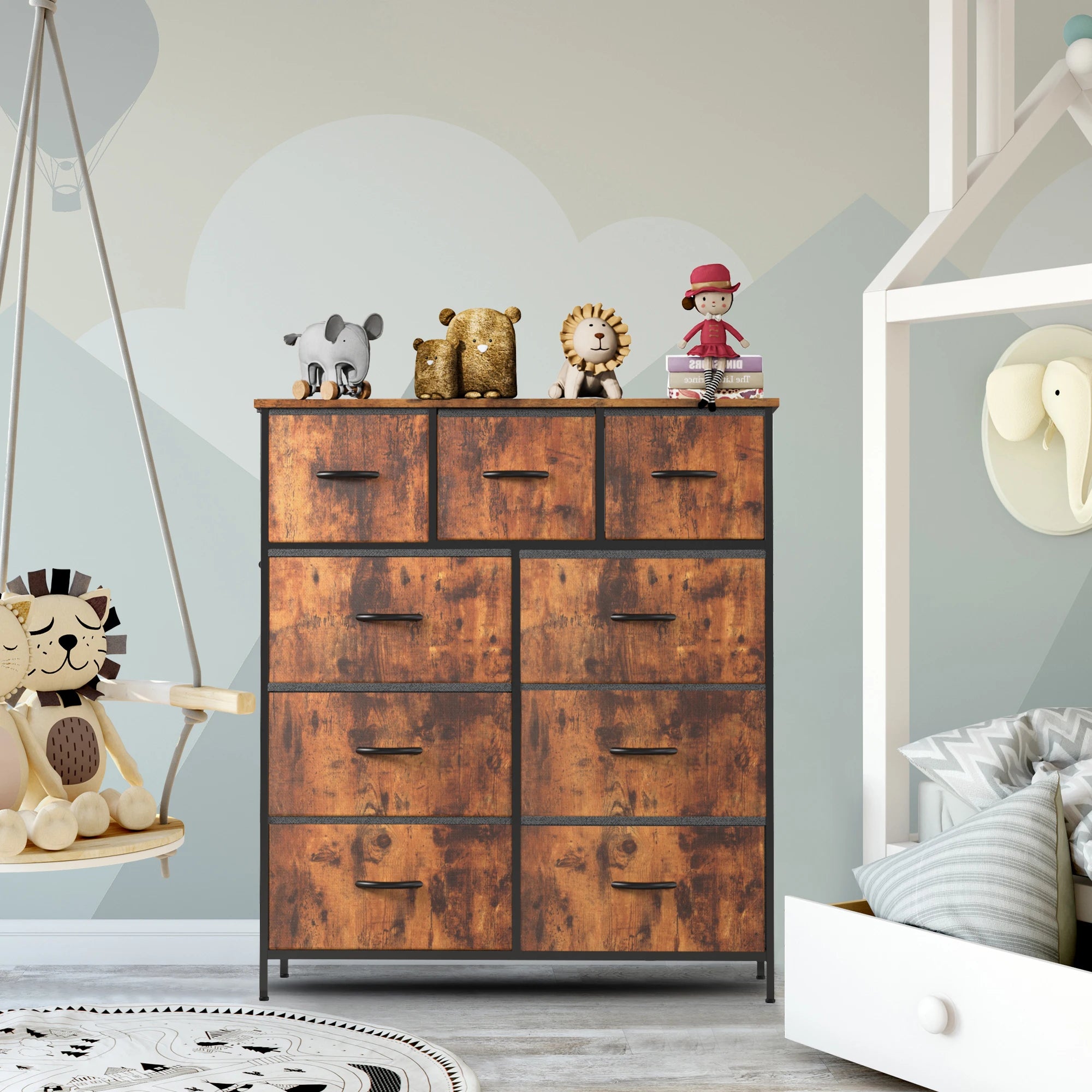 JHK Dresser with 9 Fabric Drawers