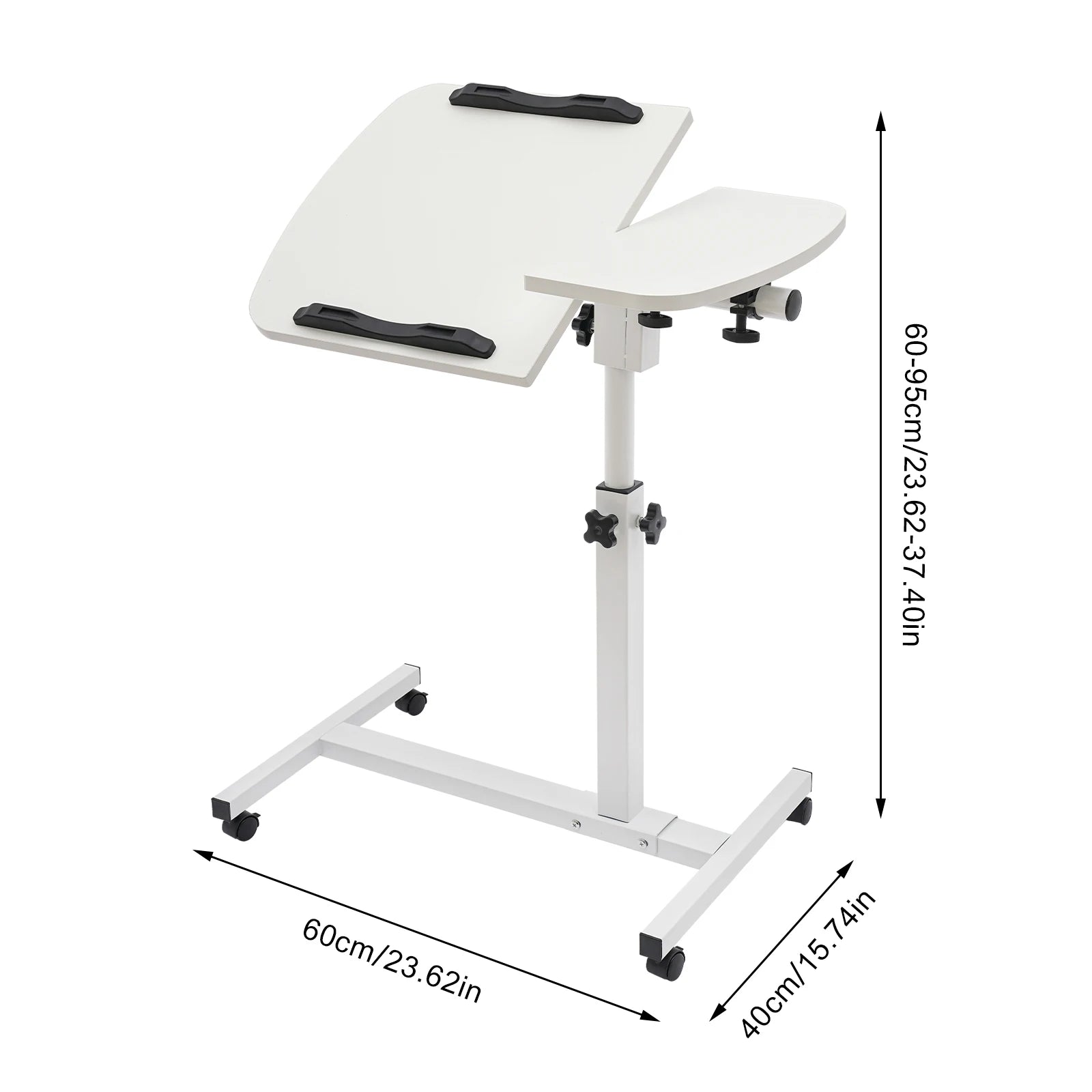 Height-Adjustable White Rolling Laptop Desk Stand