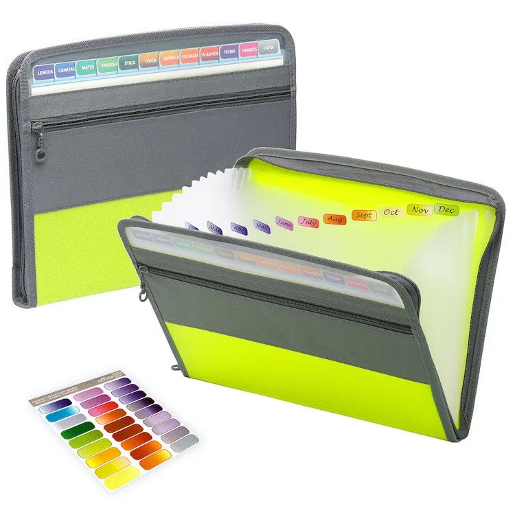 13-Pocket Accordion File Folder – Zipper Organizer with Pencil Pouch for School & Office