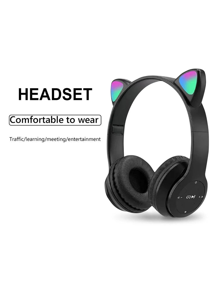 Wireless Cat Ear Bluetooth Headphones with Glow Light