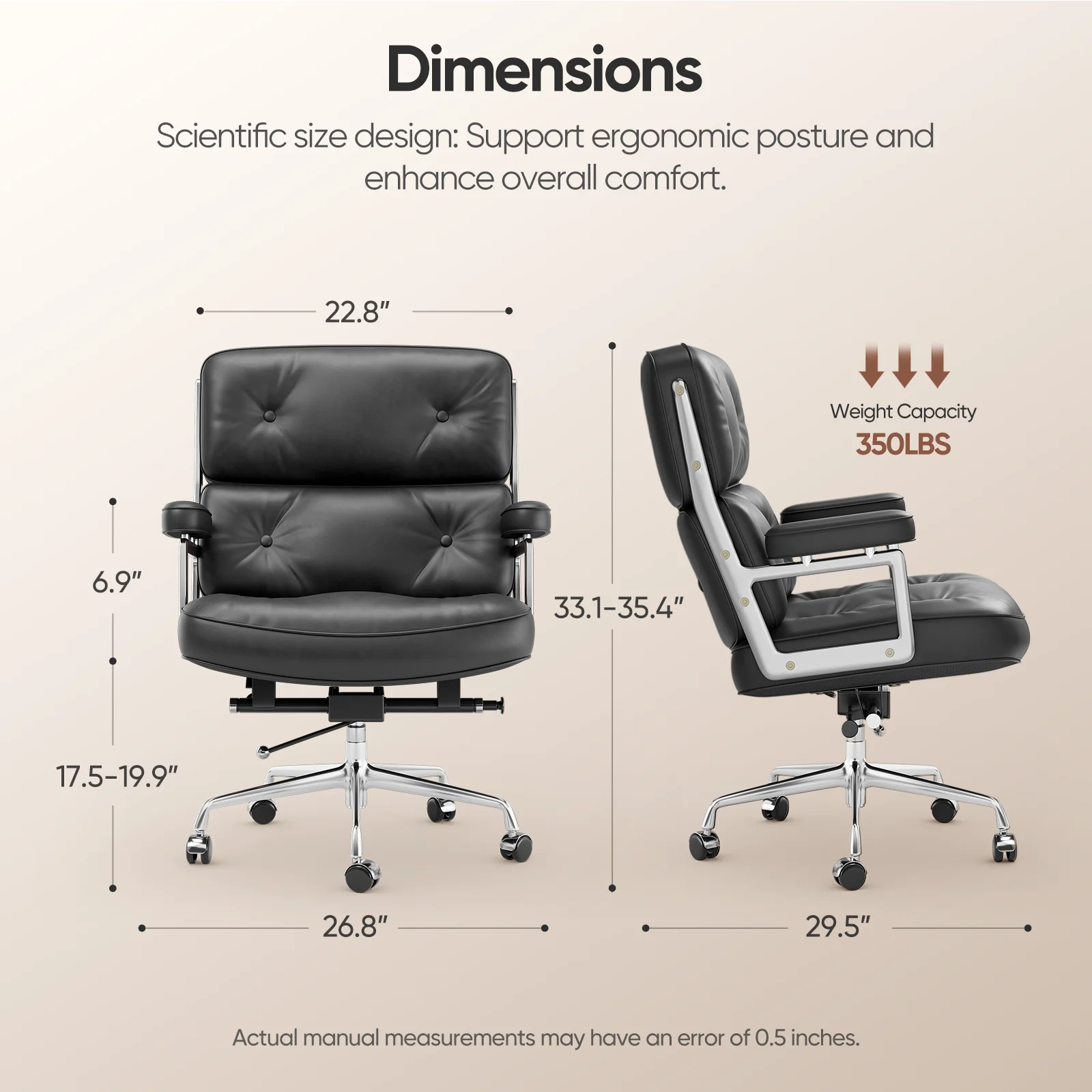 Black Genuine Leather Ergonomic Gaming Office Chair