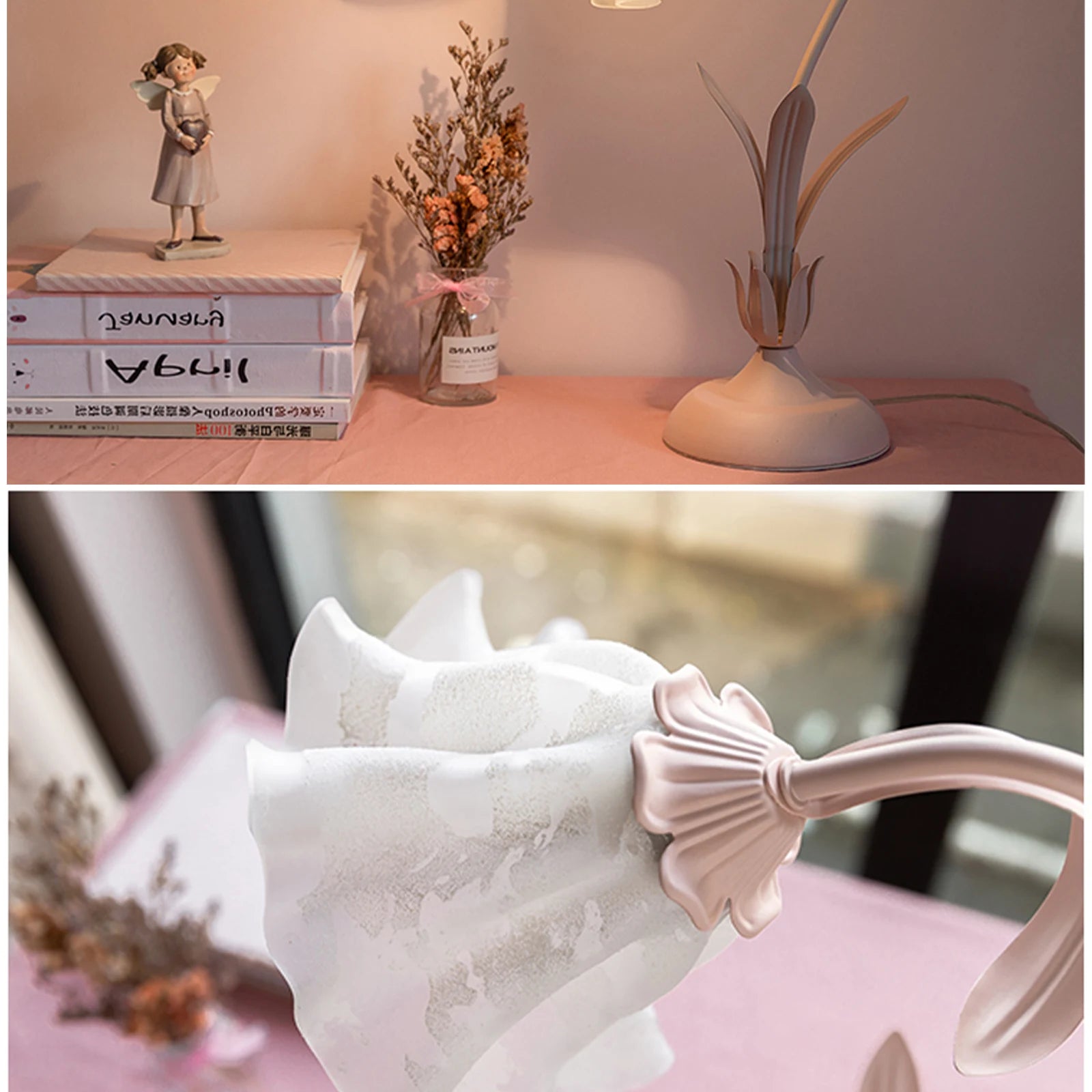 Lily Flower Shaped LED Bedside Lamp – Pink