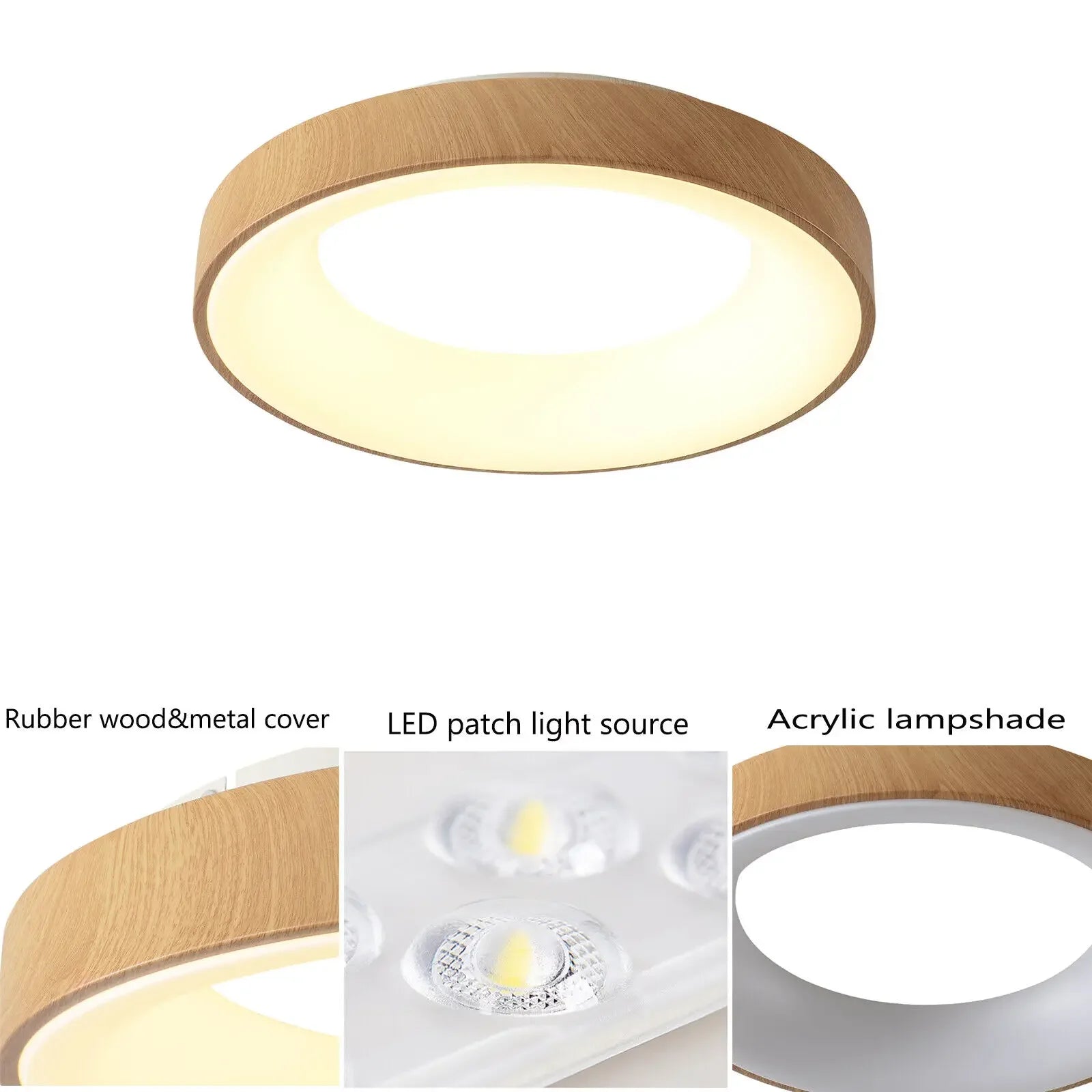 Minimalist Round Wood Color LED Ceiling Lamp