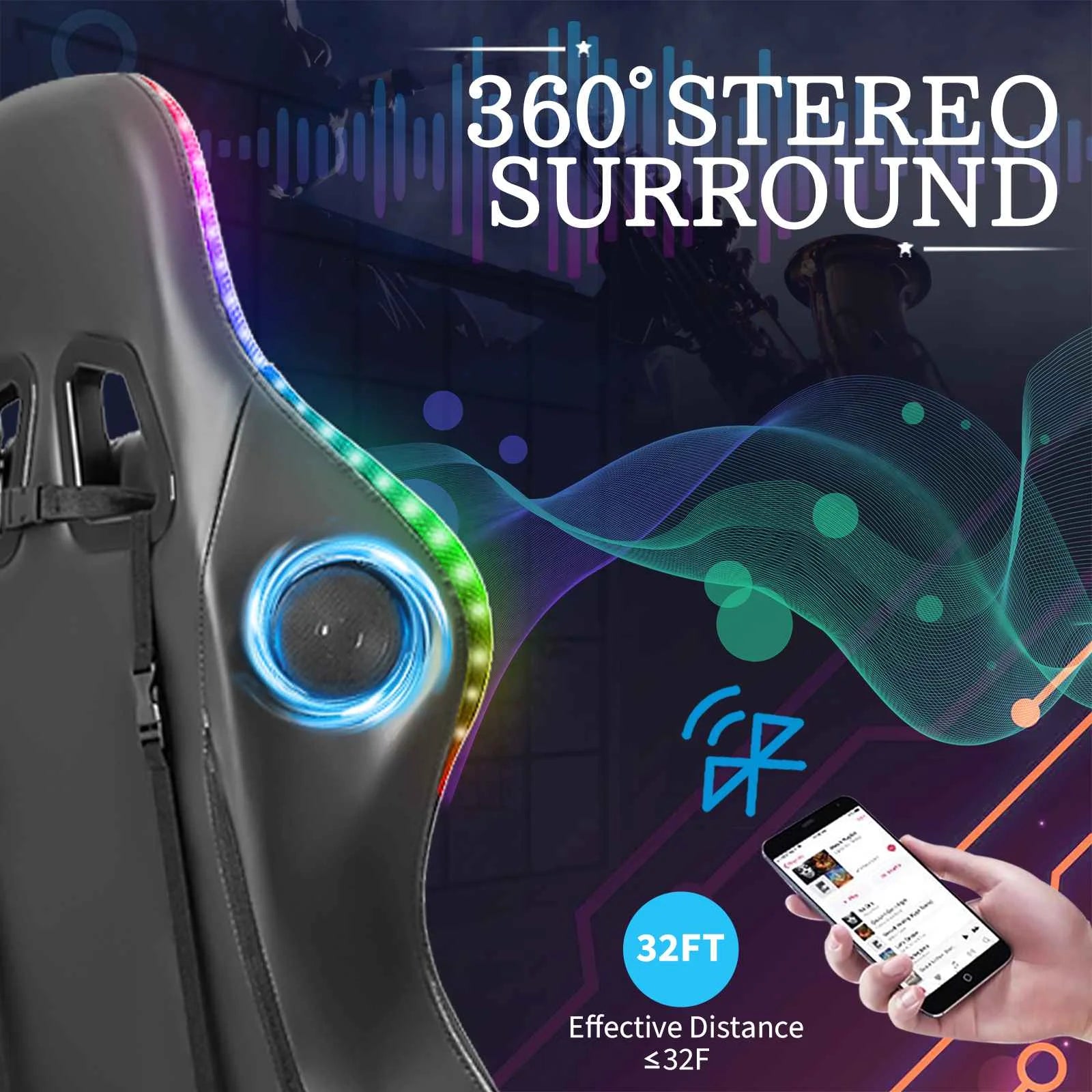 135° RGB Gaming Chair with Bluetooth & Massage