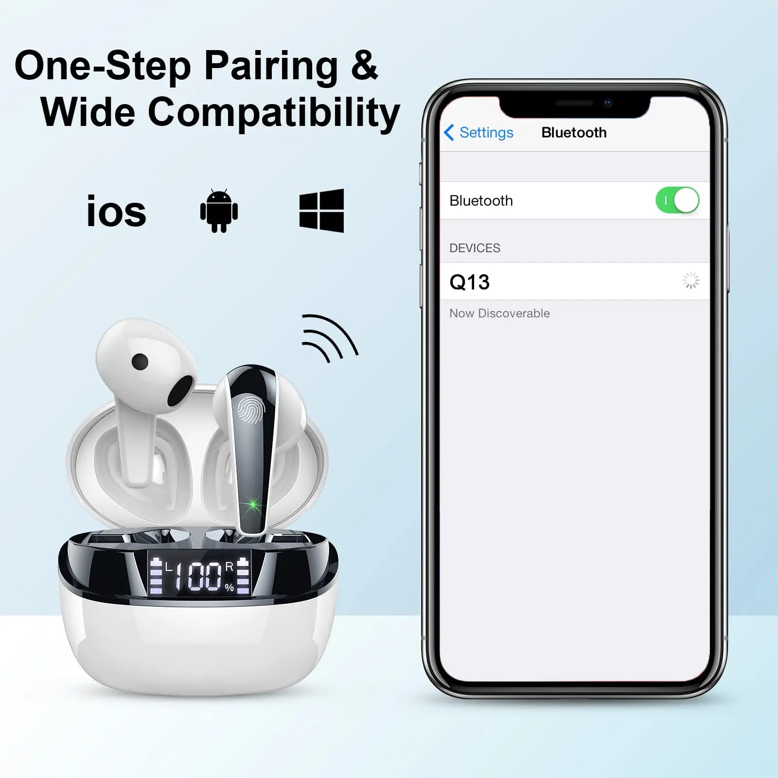 Bluetooth 5.3 Wireless Earbuds with Dual Mic