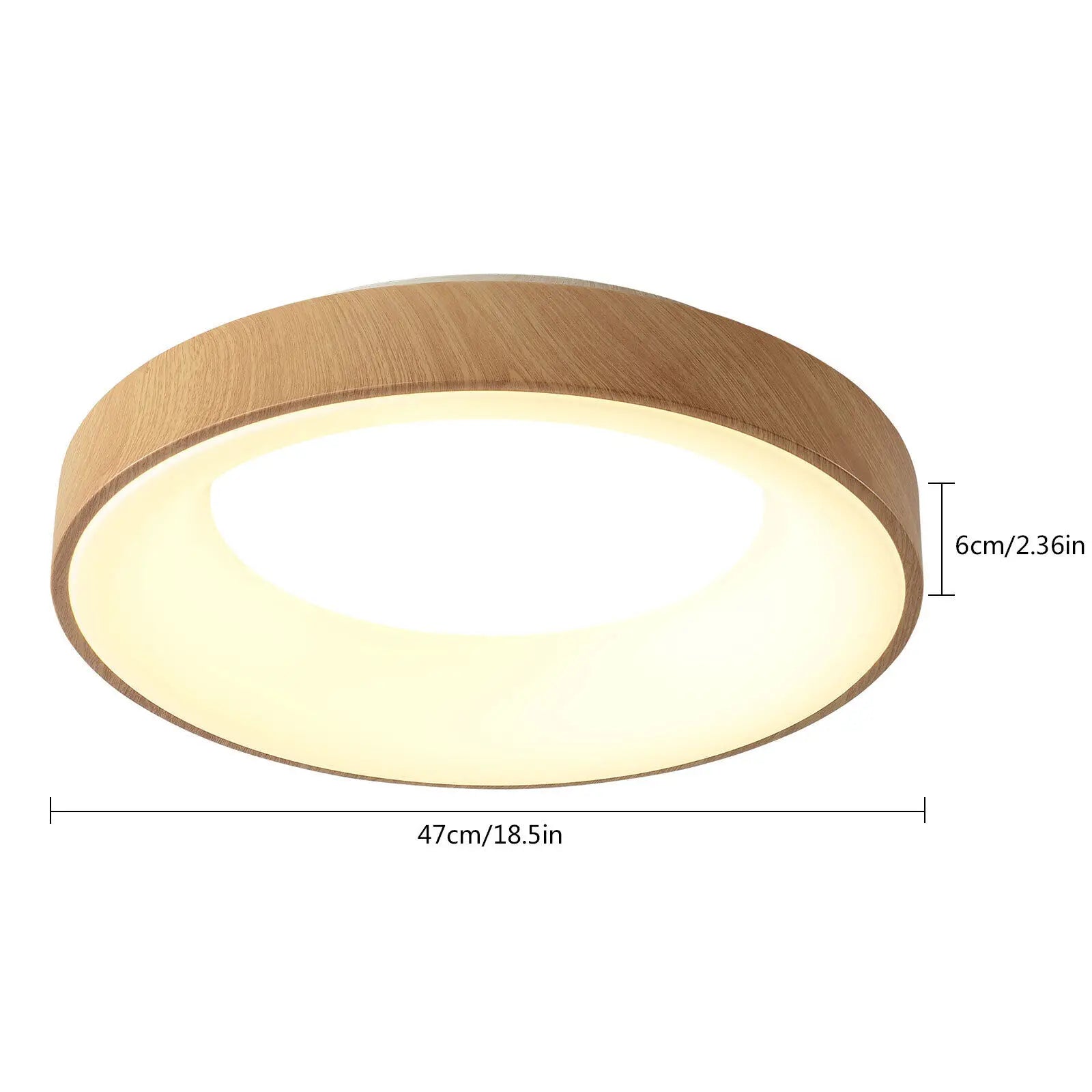 Minimalist Round Wood Color LED Ceiling Lamp