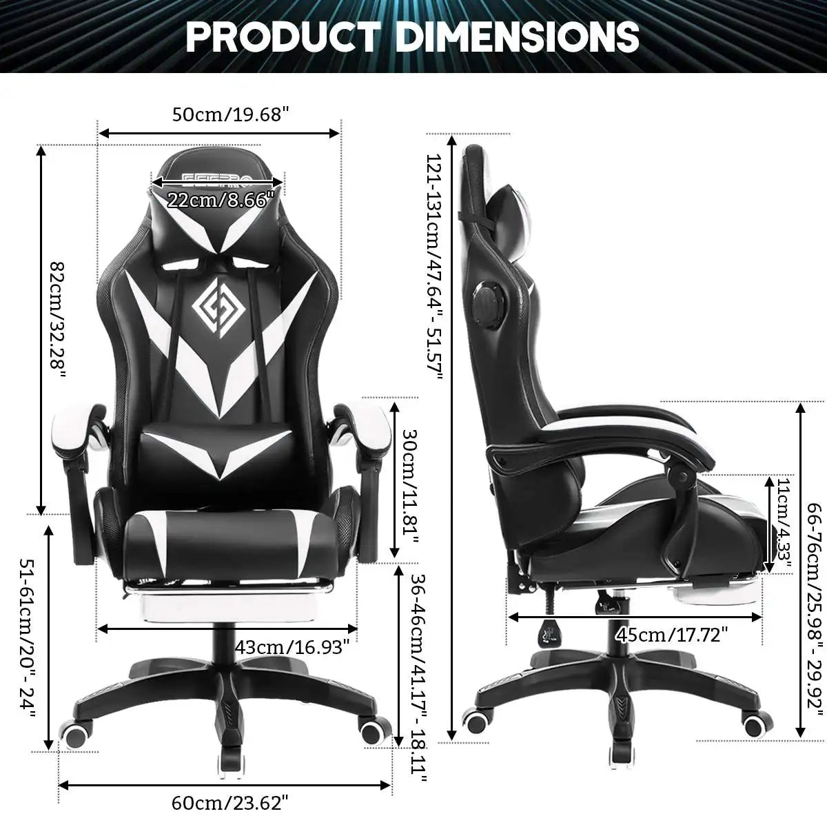 135° RGB Gaming Chair with Bluetooth & Massage