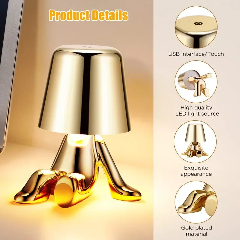 Thinker Statue LED Bedside Touch Lamp – USB Rechargeable