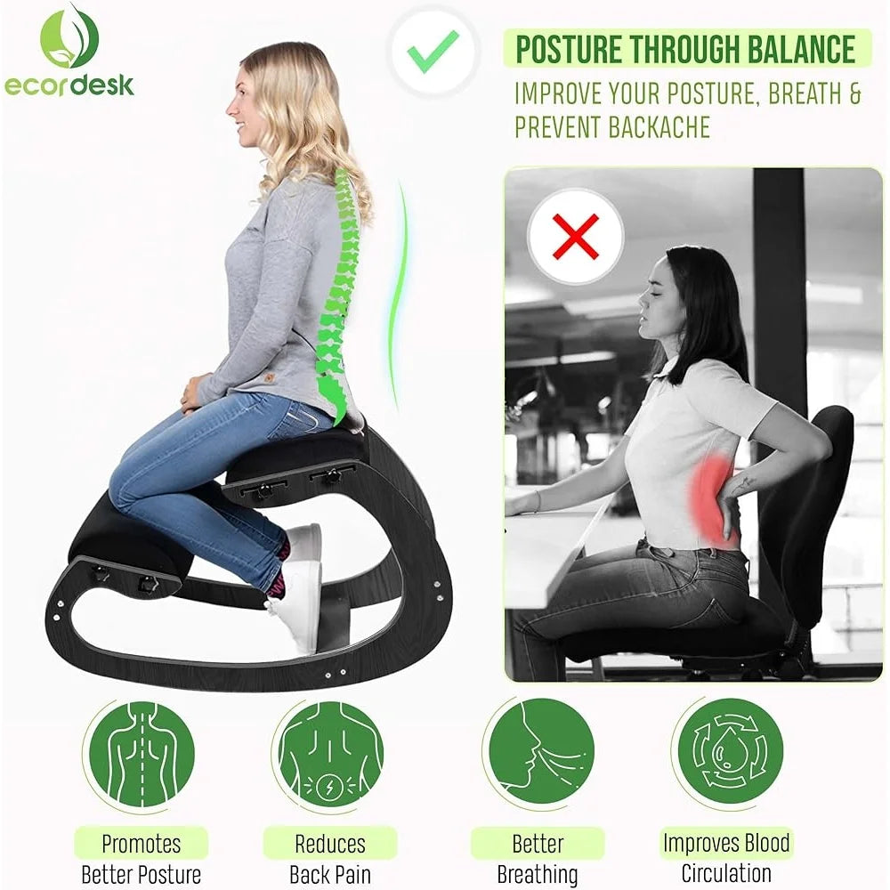 Ergonomic Kneeling Chair with Adjustable Seat and Knee Pad
