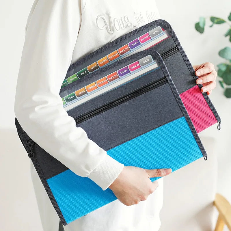 13-Pocket Accordion File Folder – Zipper Organizer with Pencil Pouch for School & Office