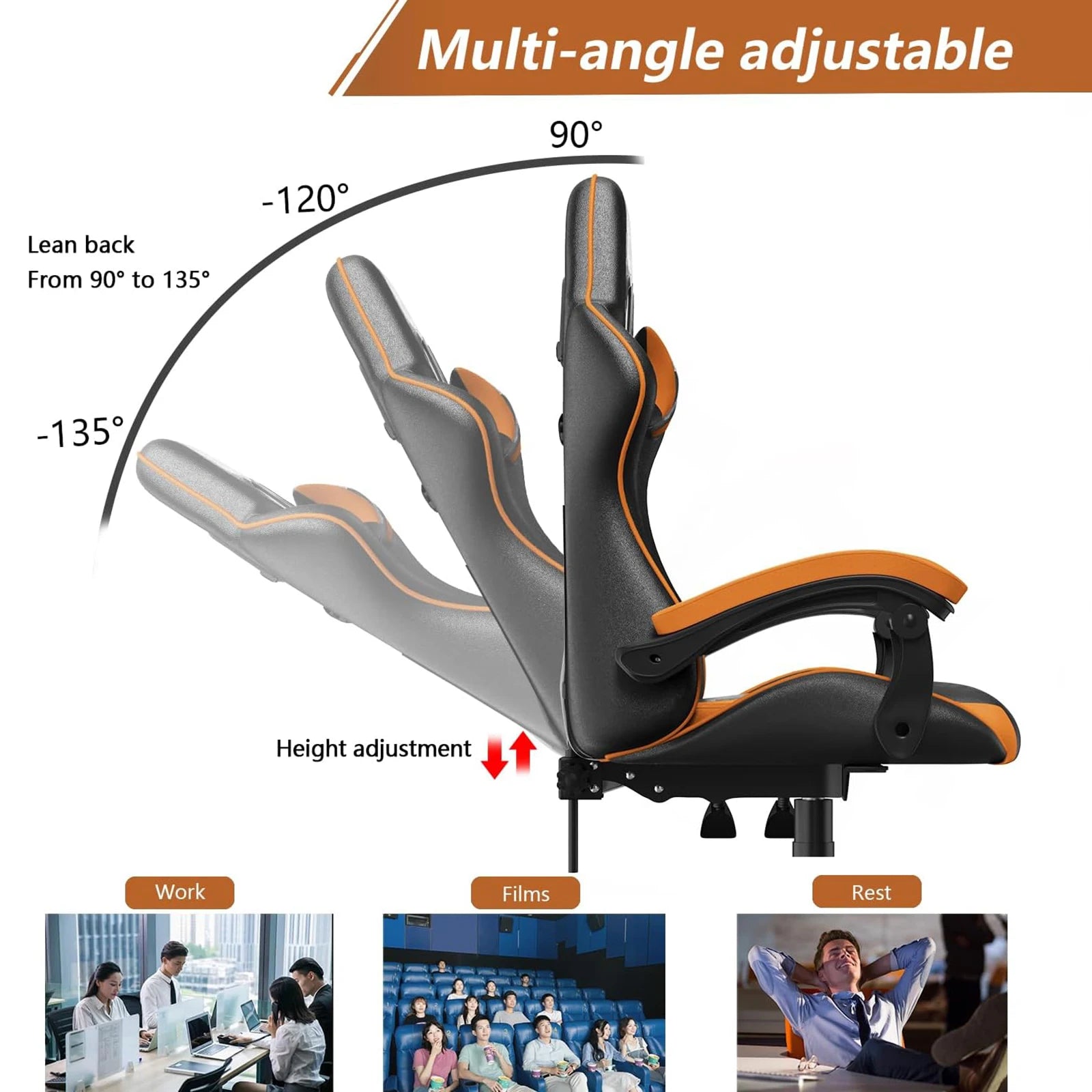 Ergonomic PU Leather Gaming & Office Chair with Headrest