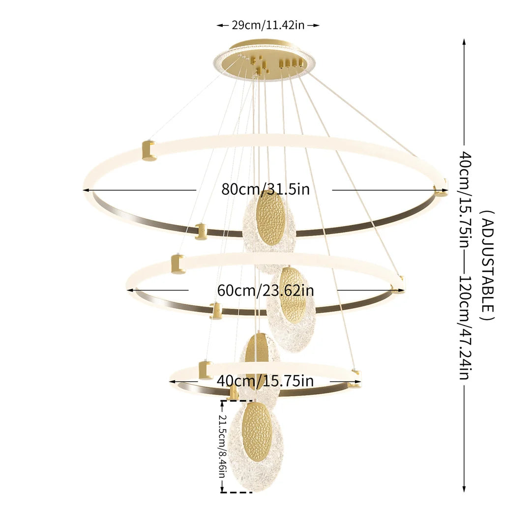 LUVODI 3-Layer LED Water-Drop Chandelier – 3 Color Lights