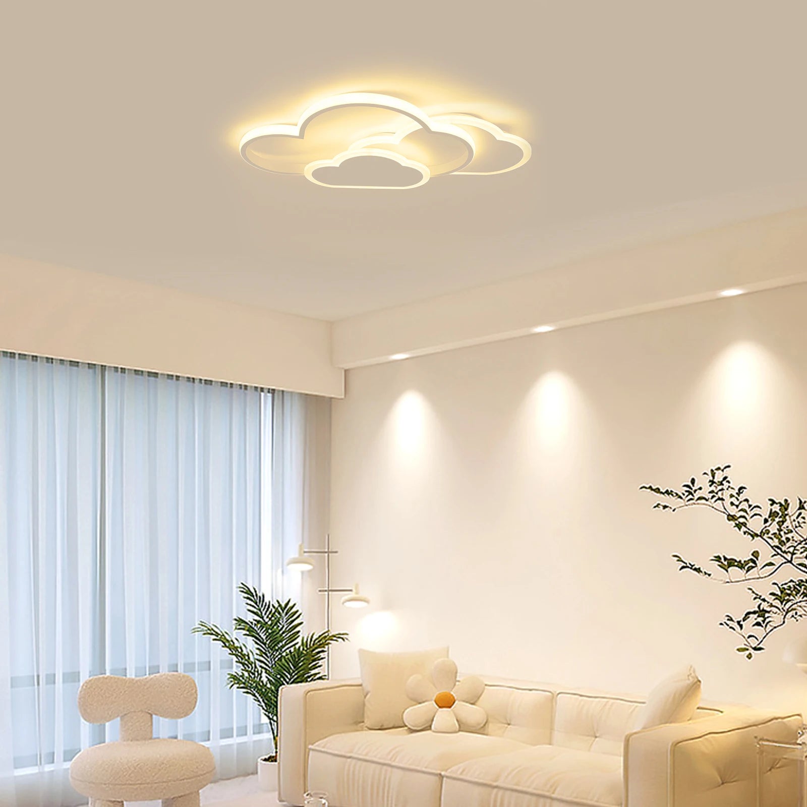 Cloud Shape LED Ceiling Light – 3-Color Acrylic Lamp