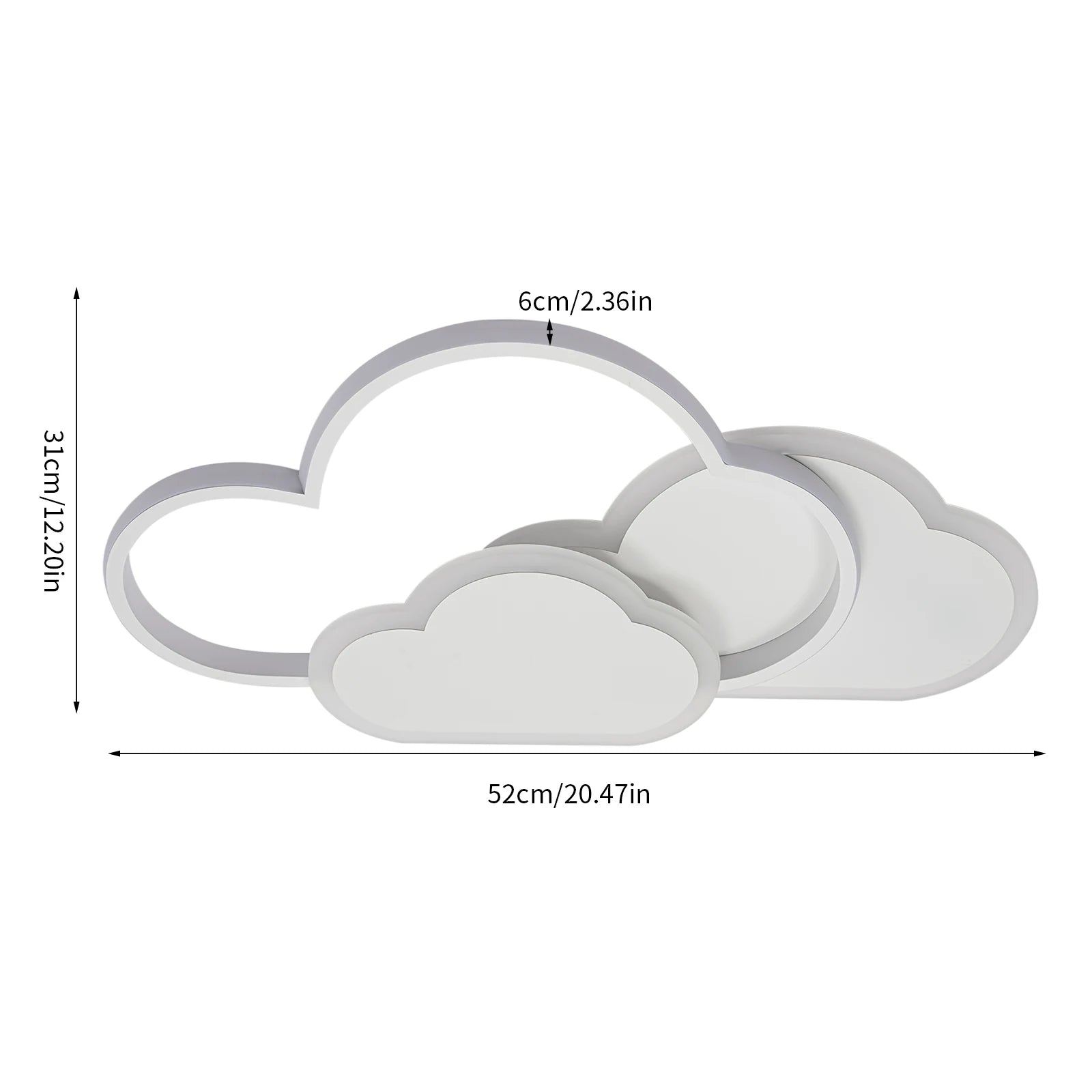 Cloud Shape LED Ceiling Light – 3-Color Acrylic Lamp