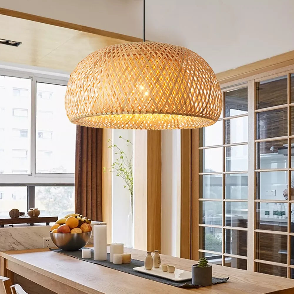 Vintage Bamboo Rattan Pendant Ceiling Lamp