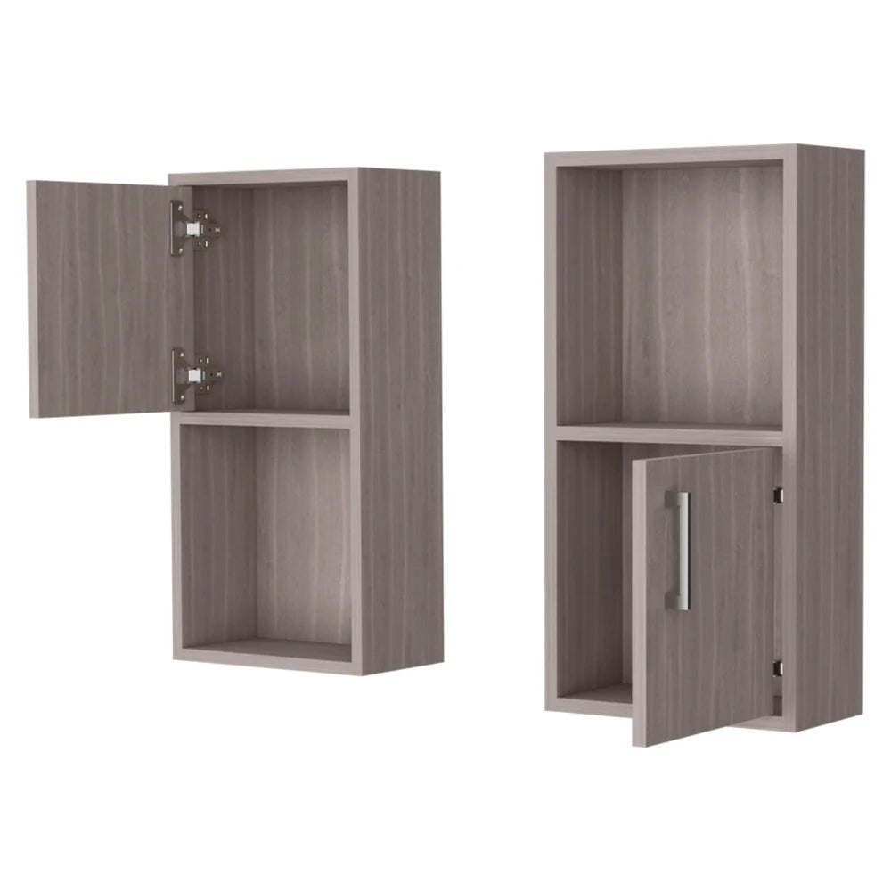 White Oak Bathroom Medicine Cabinets with Open Shelf – Set of 2