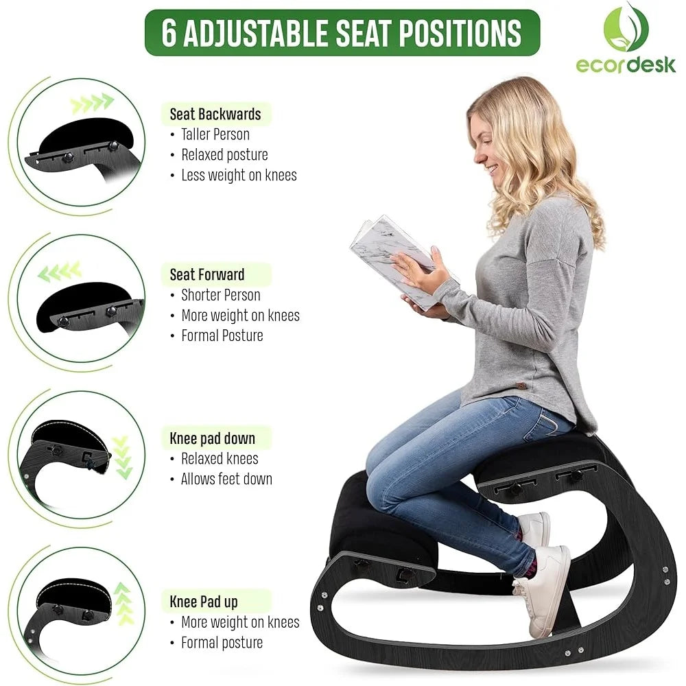 Ergonomic Kneeling Chair with Adjustable Seat and Knee Pad