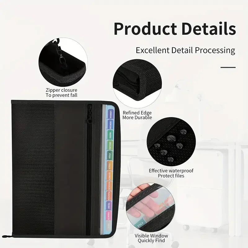 13-Pocket Accordion File Folder – Zipper Organizer with Pencil Pouch for School & Office