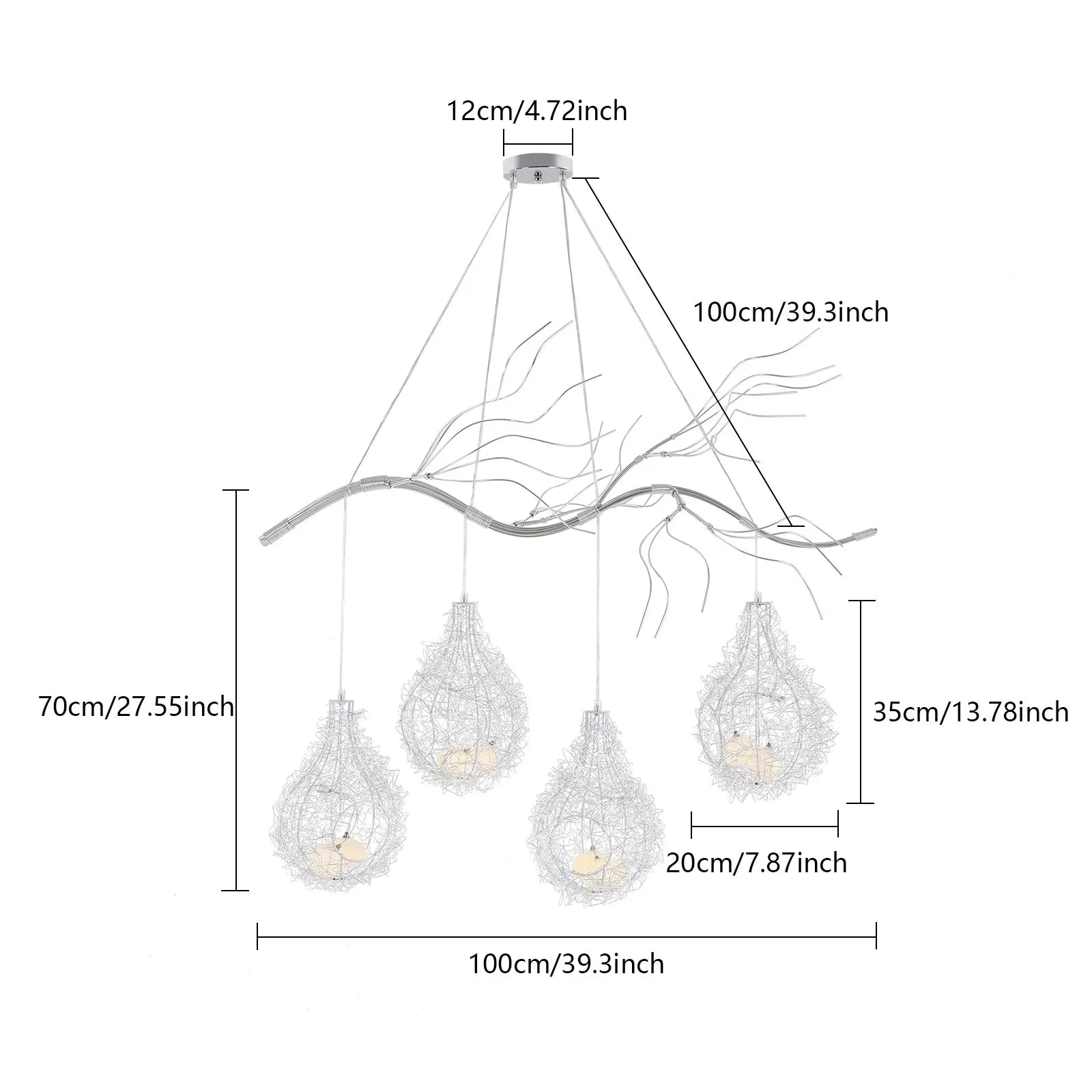 Bird’s Nest Rustic Pendant Light – Bulbs Included