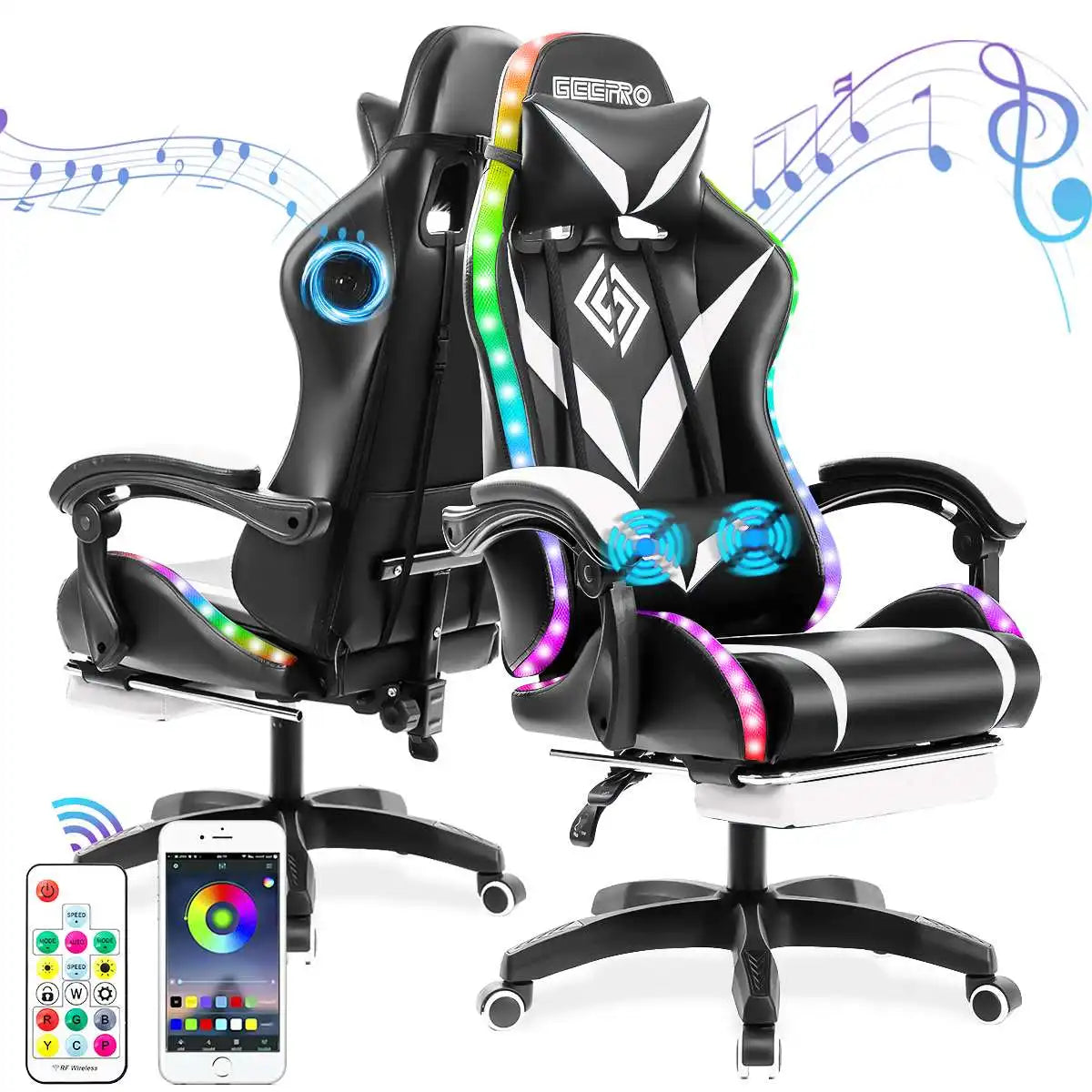 135° RGB Gaming Chair with Bluetooth & Massage