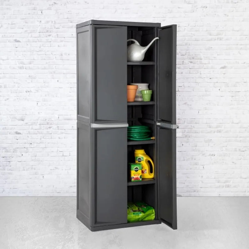 1-Pack Gray Plastic Storage Cabinet with 4 Shelves