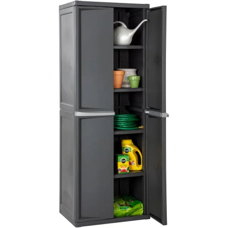 1-Pack Gray Plastic Storage Cabinet with 4 Shelves