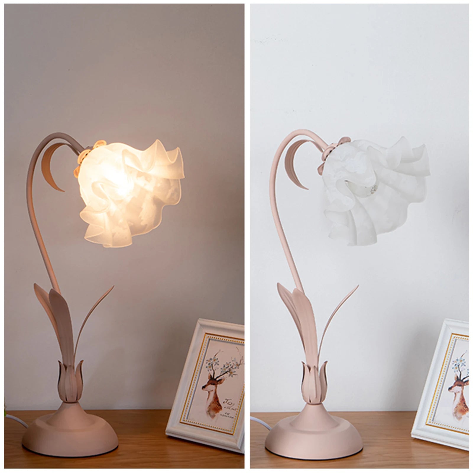Lily Flower Shaped LED Bedside Lamp – Pink