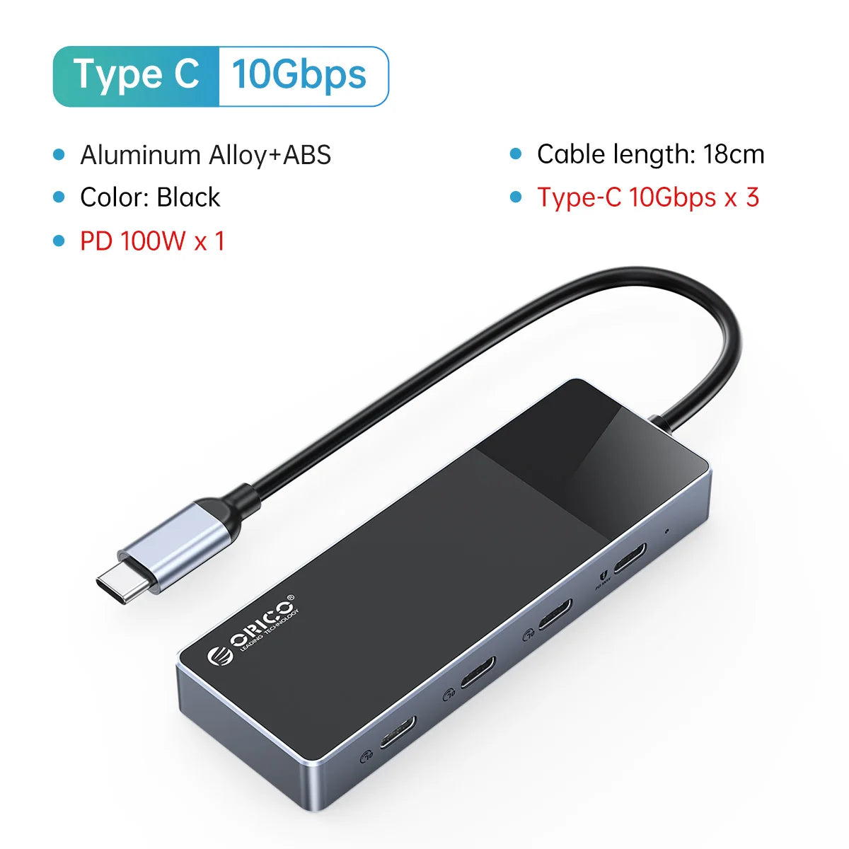 ORICO Type-C USB 3.2 4-Port Hub with PD 100W & SD/TF