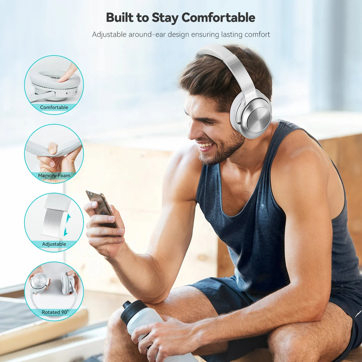 Siindoo JH-ANC805B Active Noise Cancelling Wireless Headphones