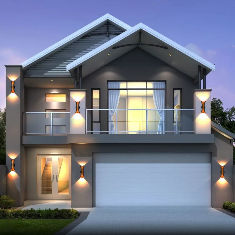 Black & Gold Outdoor LED Wall Sconce – 20W, 3000K