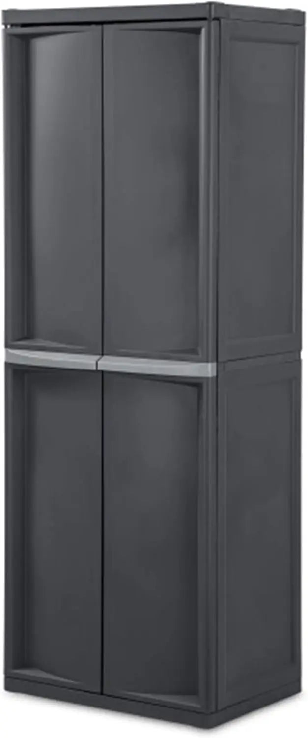 1-Pack Gray Plastic Storage Cabinet with 4 Shelves