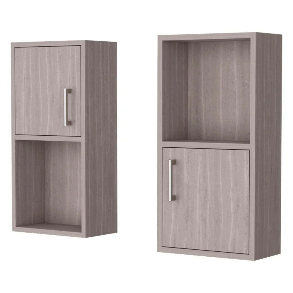 White Oak Bathroom Medicine Cabinets with Open Shelf – Set of 2