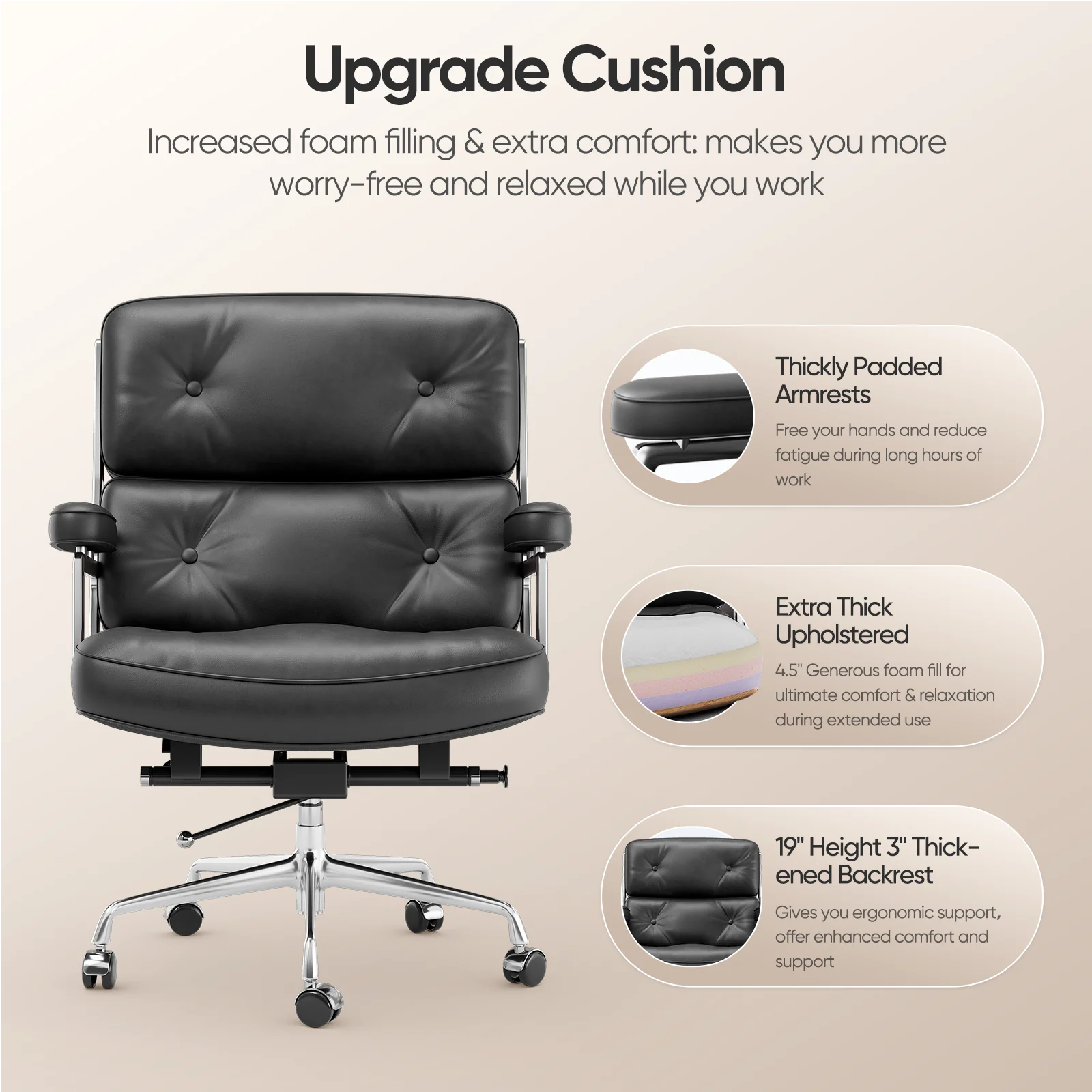 Black Genuine Leather Ergonomic Gaming Office Chair