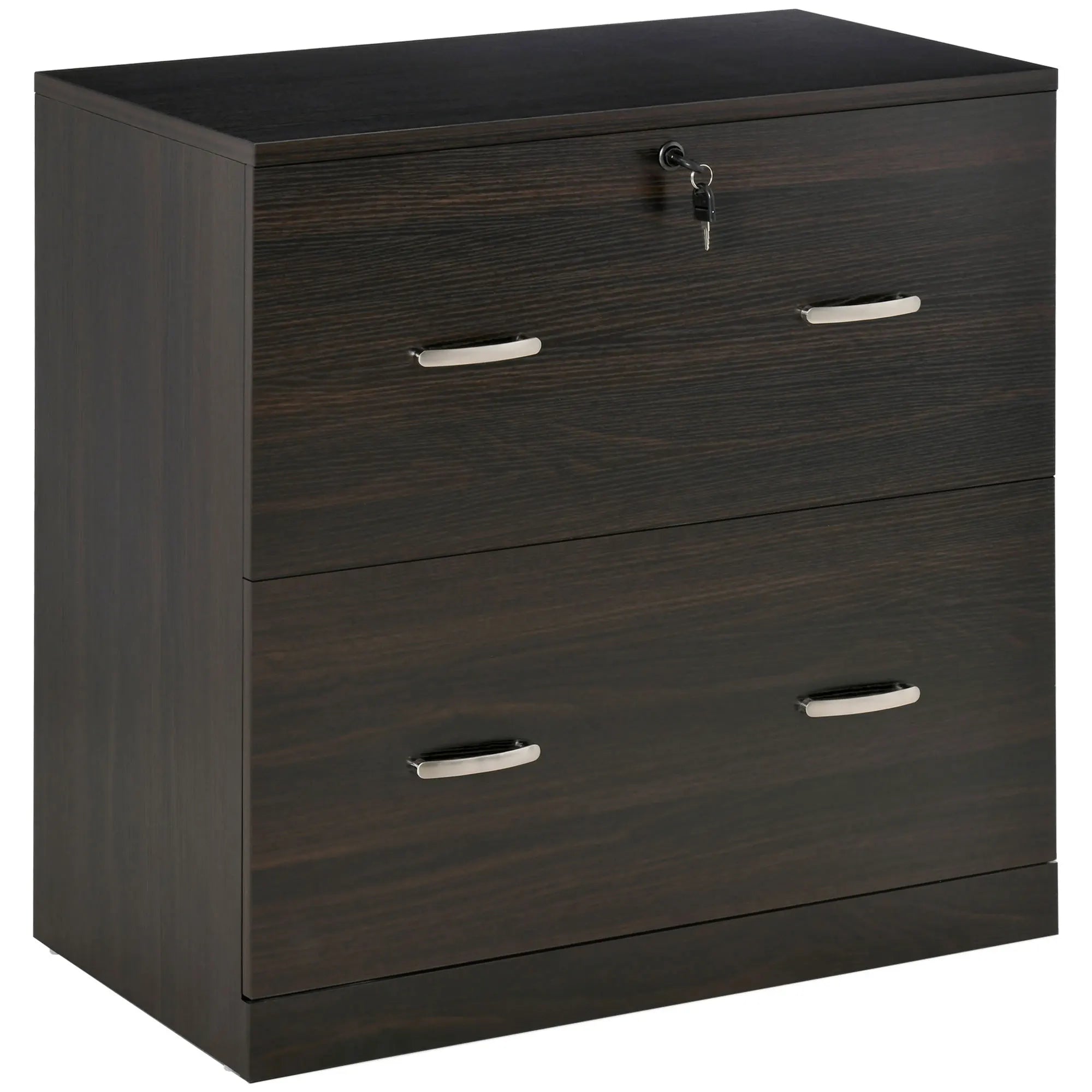 Walnut Vertical Office File Cabinet with 2 Lockable Drawers