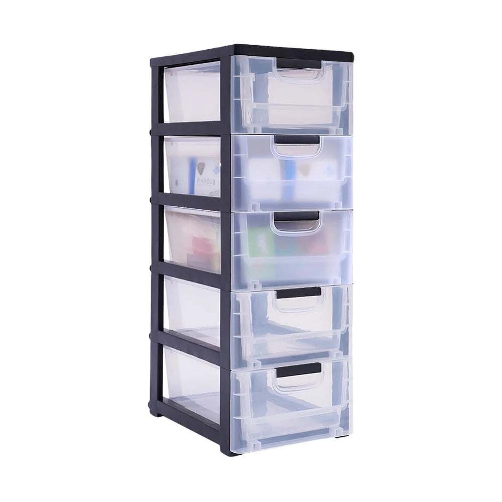 5-Tier Plastic Drawer Storage Cabinet – Transparent, 30×40×84cm