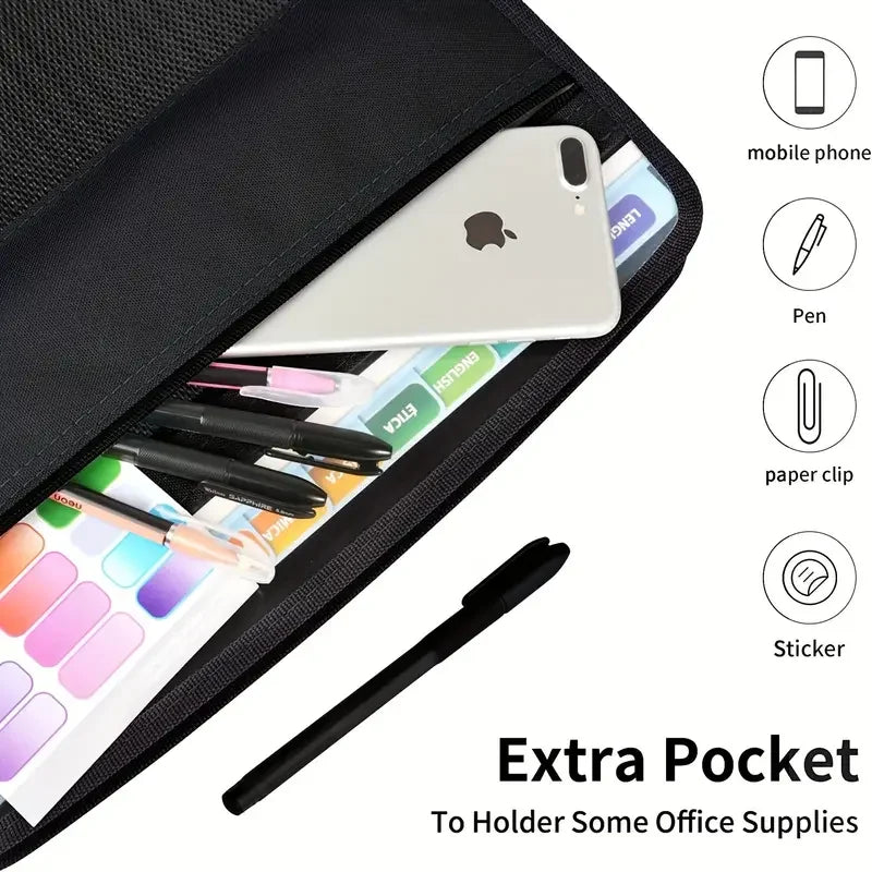 13-Pocket Accordion File Folder – Zipper Organizer with Pencil Pouch for School & Office