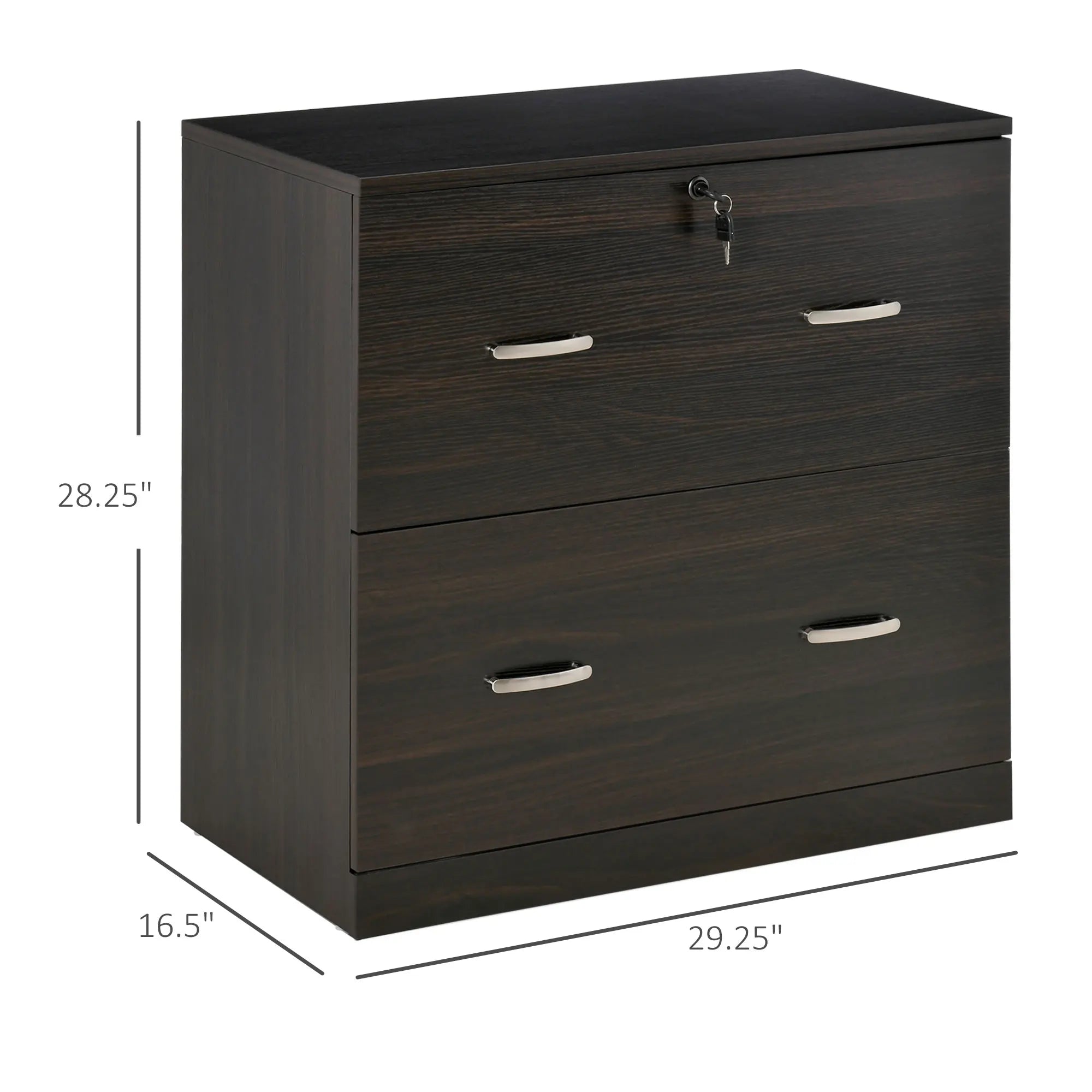 Walnut Vertical Office File Cabinet with 2 Lockable Drawers