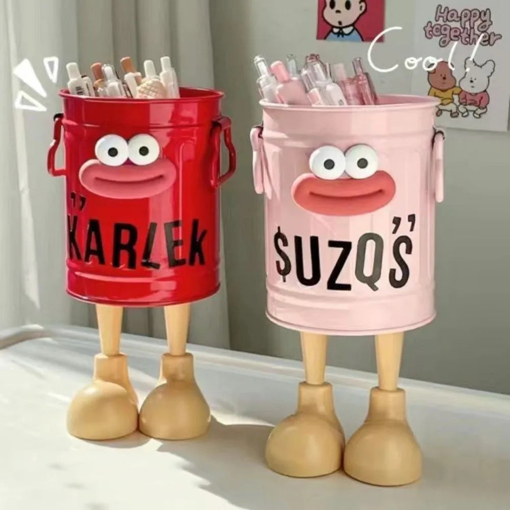 Cartoon Pen Holder – Fun Desk Organizer with Random Letter Stickers