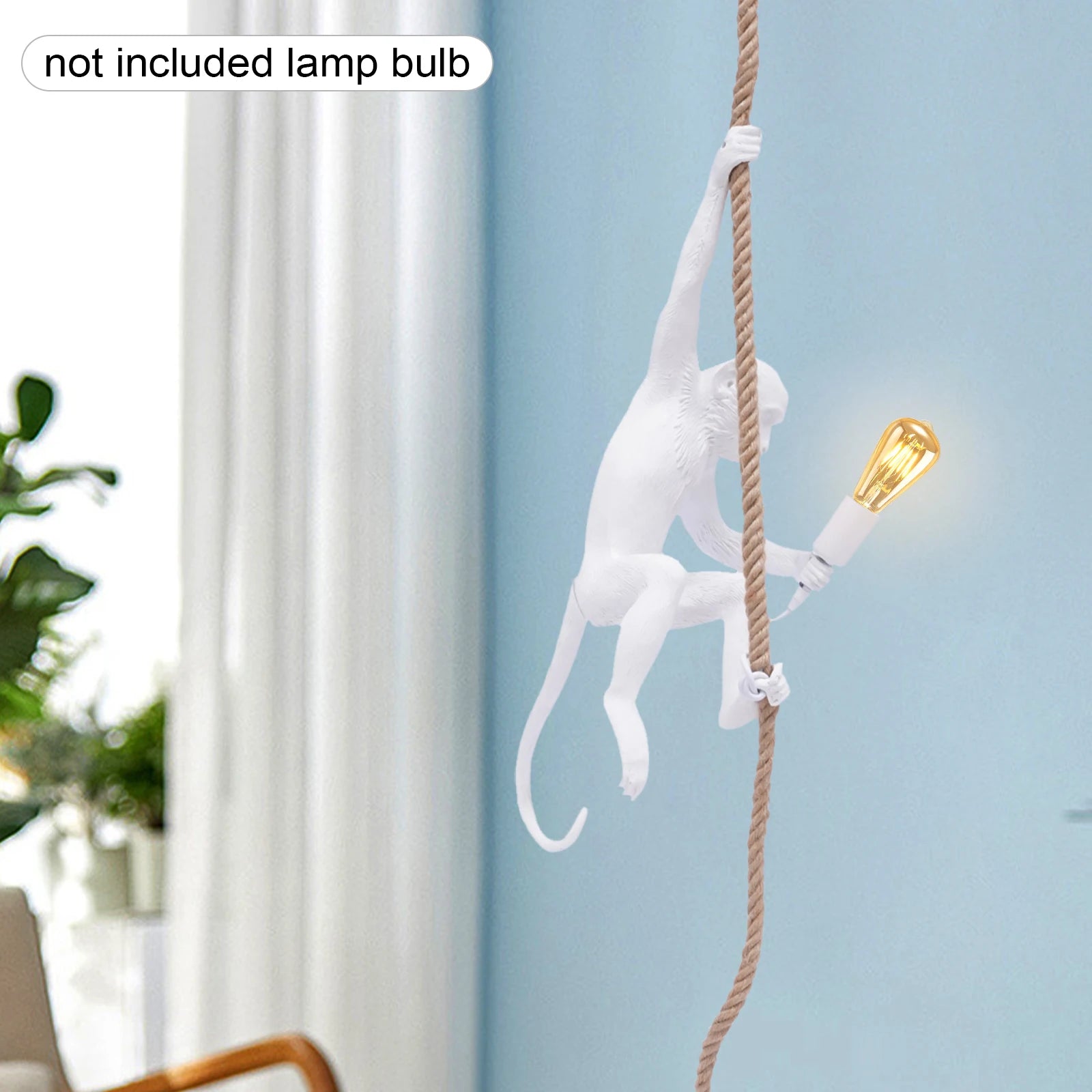 Monkey-Shaped Resin Pendant Light – White, E26
